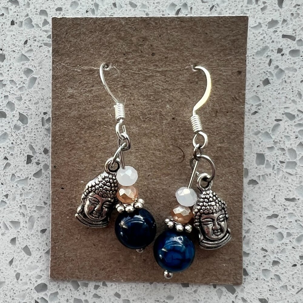 Handmade Buddha Earrings with Crystals